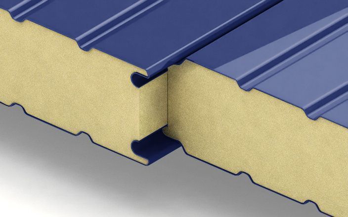 Стеновые сэндвич-панели с наполнителем из пенополиуретана толщиной 60 мм, ширина 1160 мм, цвет RAL 5005 ПрофЛайн, купить Стеновые сэндвич-панели с наполнителем из пенополиуретана толщиной 60 мм, ширина 1160 мм, цвет RAL 5005 в ПрофЛайн