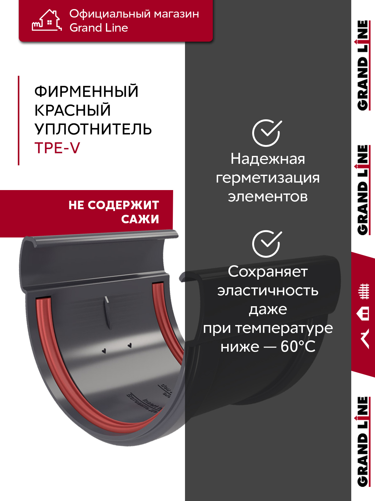 Комплект водосточной системы Дизайн 135мм ПВХ Grand Line, 6м/3м RAL 7024 графит ПрофЛайн, купить Комплект водосточной системы Дизайн 135мм ПВХ Grand Line, 6м/3м RAL 7024 графит в ПрофЛайн