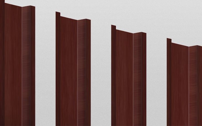 Штакетник металлический П-образный, цвет бразильская вишня, длина 1,8 м, ширина 94 мм, односторонняя окраска ПрофЛайн, купить Штакетник металлический П-образный, цвет бразильская вишня, длина 1,8 м, ширина 94 мм, односторонняя окраска в ПрофЛайн