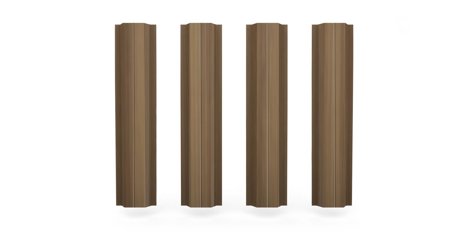 Штакетник металлический П-образный с ребром жёсткости, цвет кедр, длина 1,8 м, Двусторонняя окраска ПрофЛайн, купить Штакетник металлический П-образный с ребром жёсткости, цвет кедр, длина 1,8 м, Двусторонняя окраска в ПрофЛайн