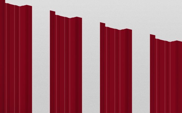 Штакетник металлический прямоугольный, цвет RAL 3003, длина 1,8 м, двусторонняя окраска ПрофЛайн, купить Штакетник металлический прямоугольный, цвет RAL 3003, длина 1,8 м, двусторонняя окраска в ПрофЛайн