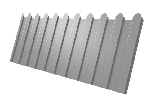 Профнастил С8A v02 фигурный Grand Line 0,5 Satin с пленкой RAL 9006 бело-алюминиевый Профлайн