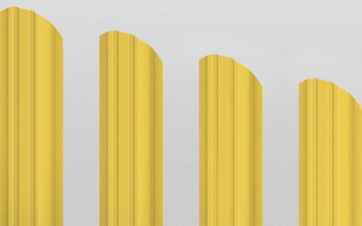 Штакетник металлический прямоугольный фигурный, цвет RAL 1018, длина 2 м, двусторонняя окраска ПрофЛайн, купить Штакетник металлический прямоугольный фигурный, цвет RAL 1018, длина 2 м, двусторонняя окраска в ПрофЛайн