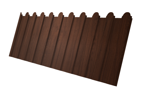 Профнастил С8A v02 фигурный Grand Line 0,45 Print Elite с пленкой Choco Wood TwinColor Профлайн