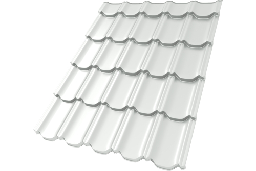 Металлочерепица "Квинта плюс3D" ("Kvinta plus3D") 0,5 Satin RAL 9003 сигнальный белый ПрофЛайн, купить Металлочерепица "Квинта плюс3D" ("Kvinta plus3D") 0,5 Satin RAL 9003 сигнальный белый в ПрофЛайн