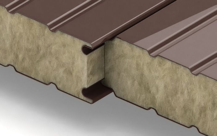 Стеновые сэндвич-панели с наполнителем из минеральной ваты толщиной 50 мм, ширина 1000 мм, цвет RAL 8017, ГОСТ 32603-2021 ПрофЛайн, купить Стеновые сэндвич-панели с наполнителем из минеральной ваты толщиной 50 мм, ширина 1000 мм, цвет RAL 8017, ГОСТ 32603-2021 в ПрофЛайн