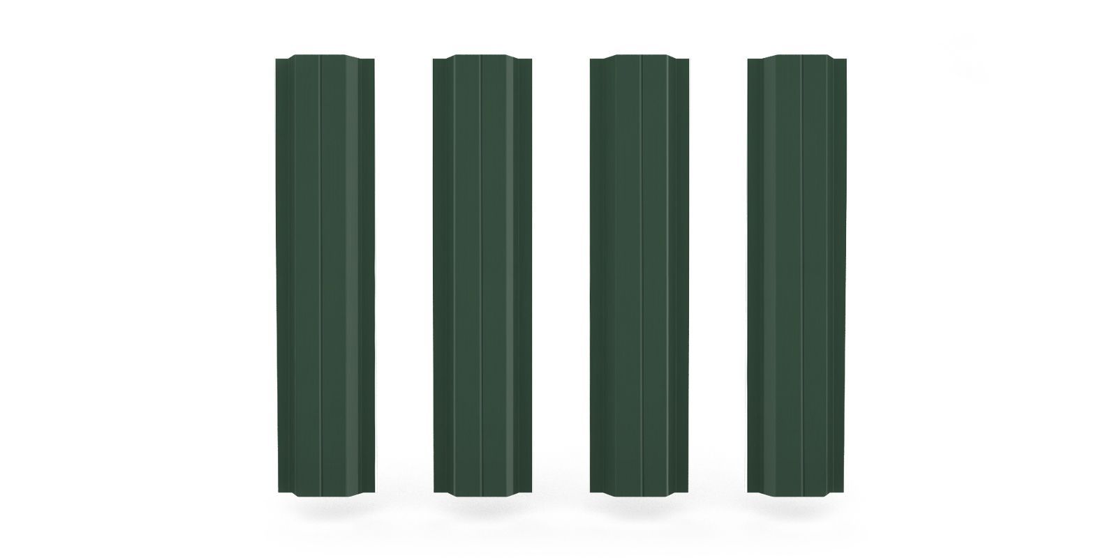 Штакетник металлический П-образный с ребром жёсткости, цвет RAL 6005, длина 1,6 м, Односторонняя окраска ПрофЛайн, купить Штакетник металлический П-образный с ребром жёсткости, цвет RAL 6005, длина 1,6 м, Односторонняя окраска в ПрофЛайн