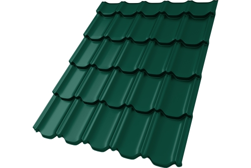 Металлочерепица "Квинта плюс3D" ("Kvinta plus3D") 0,5 Satin RAL 6005 зеленый мох ПрофЛайн, купить Металлочерепица "Квинта плюс3D" ("Kvinta plus3D") 0,5 Satin RAL 6005 зеленый мох в ПрофЛайн