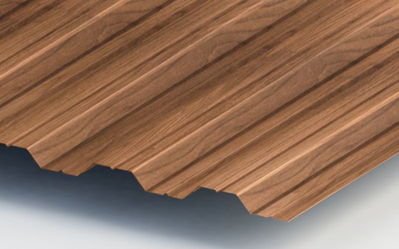 Профнастил НС35 с покрытием ECOSTEEL® 0,5 мм, золотистый дуб Профлайн Профнастил НС35 с покрытием ECOSTEEL® 0,5 мм, золотистый дуб Профлайн