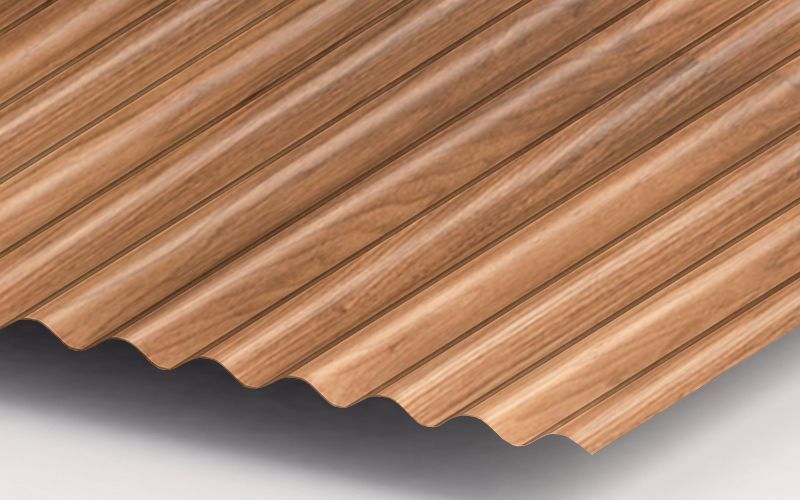 Профнастил МП18 с покрытием ECOSTEEL® 0,5 мм, золотистый дуб Профлайн Профнастил МП18 с покрытием ECOSTEEL® 0,5 мм, золотистый дуб Профлайн