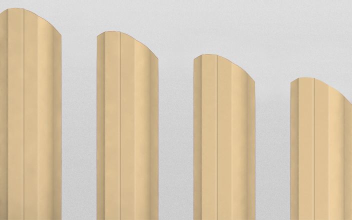 Штакетник металлический П-образный фигурный, цвет RAL 1014, длина 1,8 м, двусторонняя окраска ПрофЛайн, купить Штакетник металлический П-образный фигурный, цвет RAL 1014, длина 1,8 м, двусторонняя окраска в ПрофЛайн