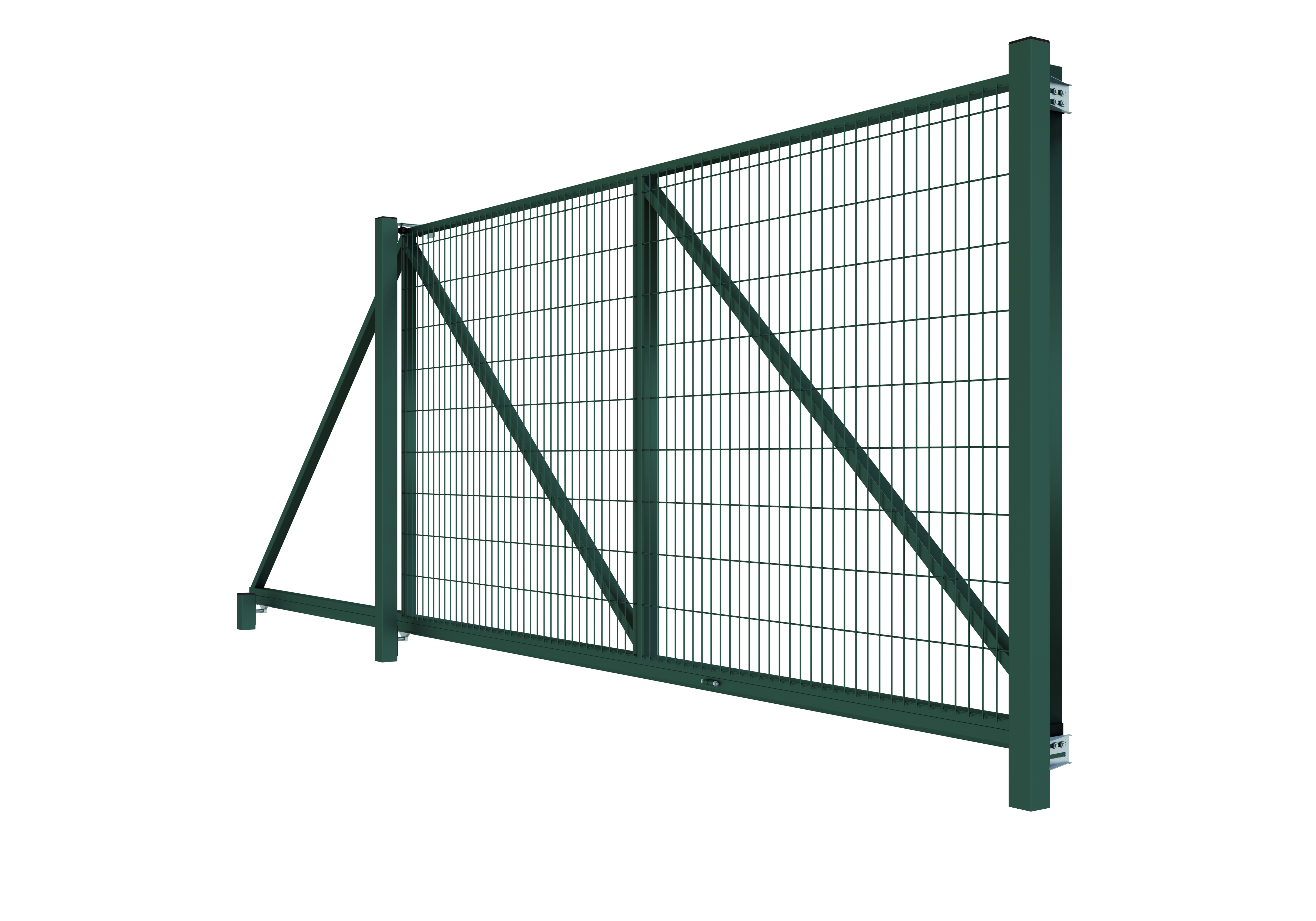 Ворота откатные Medium 2,03х4,0 RAL 6005 влево ПрофЛайн, купить Ворота откатные Medium 2,03х4,0 RAL 6005 влево в ПрофЛайн