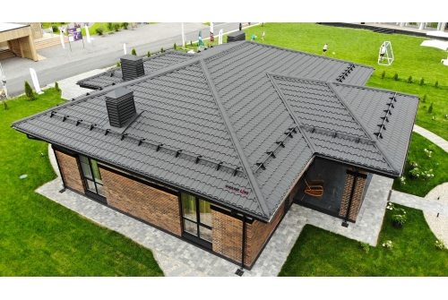 Металлочерепица "Кредо" ("Kredo") v01 0,5 Drap TX RAL 9005 черный ПрофЛайн, купить Металлочерепица "Кредо" ("Kredo") v01 0,5 Drap TX RAL 9005 черный в ПрофЛайн