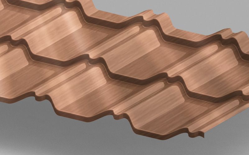 Модульная металлочерепица Kvinta Uno с покрытием Quarzit, цвет медь ПрофЛайн, купить Модульная металлочерепица Kvinta Uno с покрытием Quarzit, цвет медь в ПрофЛайн