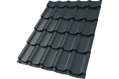 Металлочерепица "Квинта плюс" ("Kvinta plus") 0,5 Velur X RAL 7016 антрацитово-серый ПрофЛайн, купить Металлочерепица "Квинта плюс" ("Kvinta plus") 0,5 Velur X RAL 7016 антрацитово-серый в ПрофЛайн