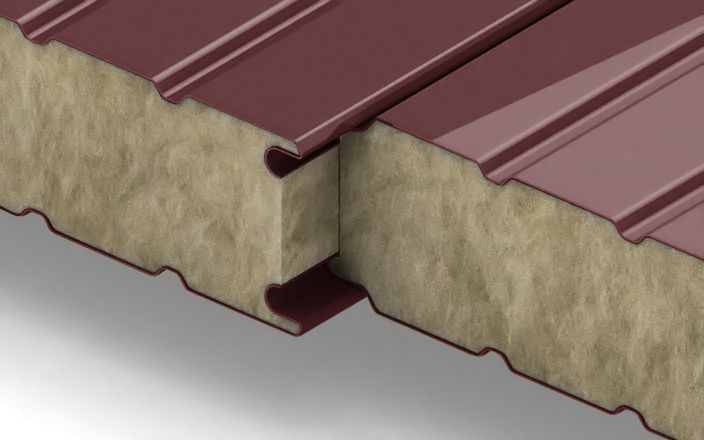 Стеновые сэндвич-панели с наполнителем из минеральной ваты толщиной 50 мм, ширина 1190 мм, цвет RAL 3009, ТУ ПрофЛайн, купить Стеновые сэндвич-панели с наполнителем из минеральной ваты толщиной 50 мм, ширина 1190 мм, цвет RAL 3009, ТУ в ПрофЛайн