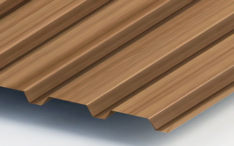 Профнастил МП35 с покрытием ECOSTEEL® 0,5 мм, кедр Профлайн Профнастил МП35 с покрытием ECOSTEEL® 0,5 мм, кедр Профлайн