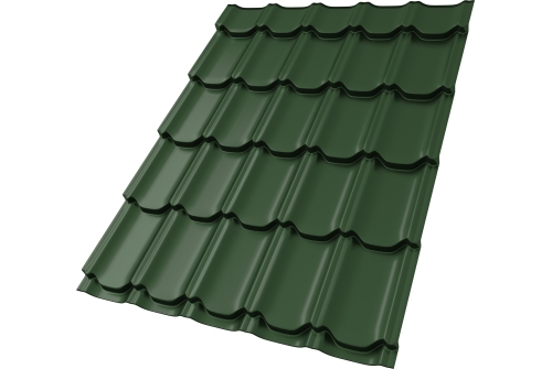 Металлочерепица "Квинта плюс" ("Kvinta plus") 0,5 Satin Matt TX RAL 6020 хромовая зелень ПрофЛайн, купить Металлочерепица "Квинта плюс" ("Kvinta plus") 0,5 Satin Matt TX RAL 6020 хромовая зелень в ПрофЛайн