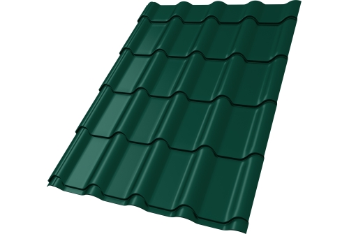 Металлочерепица "Камея" ("Kamea") v02 0,5 Satin RAL 6005 зеленый мох ПрофЛайн, купить Металлочерепица "Камея" ("Kamea") v02 0,5 Satin RAL 6005 зеленый мох в ПрофЛайн