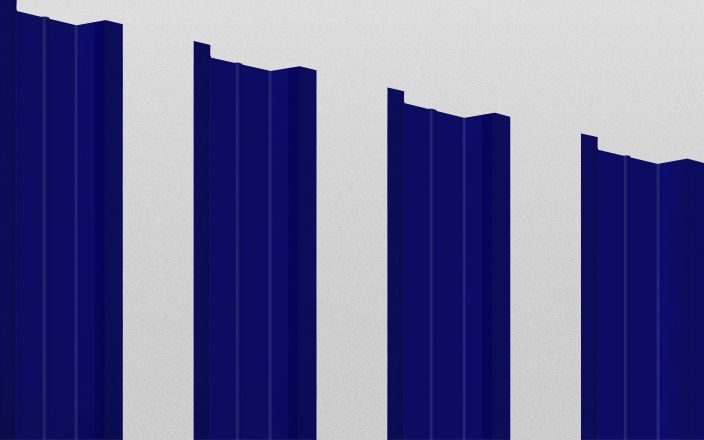 Штакетник металлический П-образный с ребром жёсткости, цвет RAL 5002, длина 1,6 м, Односторонняя окраска ПрофЛайн, купить Штакетник металлический П-образный с ребром жёсткости, цвет RAL 5002, длина 1,6 м, Односторонняя окраска в ПрофЛайн