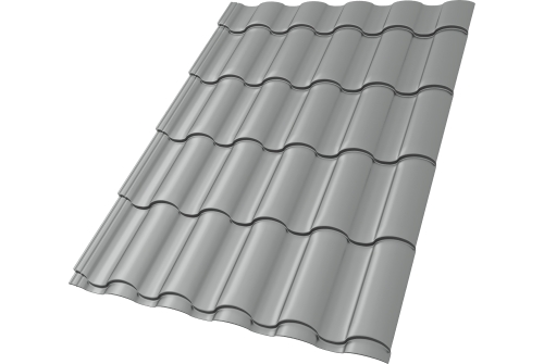 Металлочерепица "Кредо" ("Kredo") v01 0,5 Satin RAL 9006 бело-алюминиевый ПрофЛайн, купить Металлочерепица "Кредо" ("Kredo") v01 0,5 Satin RAL 9006 бело-алюминиевый в ПрофЛайн