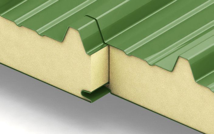 Кровельные сэндвич-панели с наполнителем из пенополиизоцианурата толщиной 150 мм, цвет RAL 6002 ПрофЛайн, купить Кровельные сэндвич-панели с наполнителем из пенополиизоцианурата толщиной 150 мм, цвет RAL 6002 в ПрофЛайн