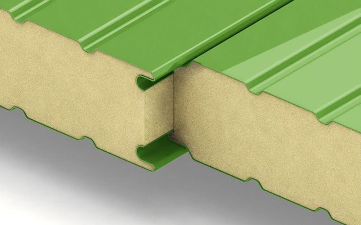 Стеновые сэндвич-панели с наполнителем из пенополиуретана толщиной 60 мм, ширина 1190 мм, цвет RAL 6018 ПрофЛайн, купить Стеновые сэндвич-панели с наполнителем из пенополиуретана толщиной 60 мм, ширина 1190 мм, цвет RAL 6018 в ПрофЛайн