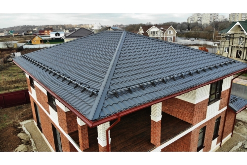 Металлочерепица "Кредо" ("Kredo") v01 0,5 Drap RAL 7016 антрацитово-серый ПрофЛайн, купить Металлочерепица "Кредо" ("Kredo") v01 0,5 Drap RAL 7016 антрацитово-серый в ПрофЛайн