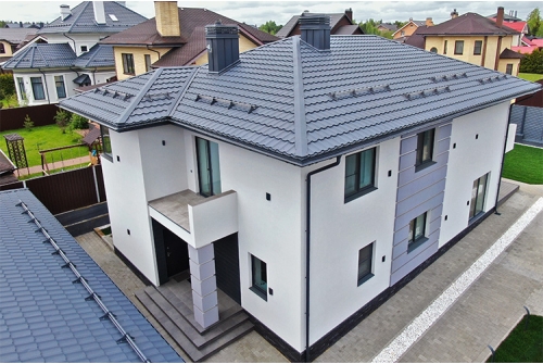 Металлочерепица "Квинта плюс" ("Kvinta plus") 0,5 Satin Matt RAL 7024 мокрый асфальт ПрофЛайн, купить Металлочерепица "Квинта плюс" ("Kvinta plus") 0,5 Satin Matt RAL 7024 мокрый асфальт в ПрофЛайн