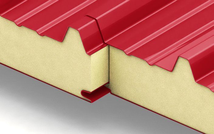 Кровельные сэндвич-панели с наполнителем из пенополиизоцианурата толщиной 200 мм, цвет RAL 3020 ПрофЛайн, купить Кровельные сэндвич-панели с наполнителем из пенополиизоцианурата толщиной 200 мм, цвет RAL 3020 в ПрофЛайн