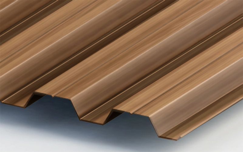 Профнастил Н60 с покрытием ECOSTEEL® 0,5 мм, кедр Профлайн Профнастил Н60 с покрытием ECOSTEEL® 0,5 мм, кедр Профлайн