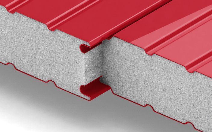 Стеновые сэндвич-панели с наполнителем из пенополистирола толщиной 50 мм, ширина 1000 мм, цвет RAL 3020 ПрофЛайн, купить Стеновые сэндвич-панели с наполнителем из пенополистирола толщиной 50 мм, ширина 1000 мм, цвет RAL 3020 в ПрофЛайн