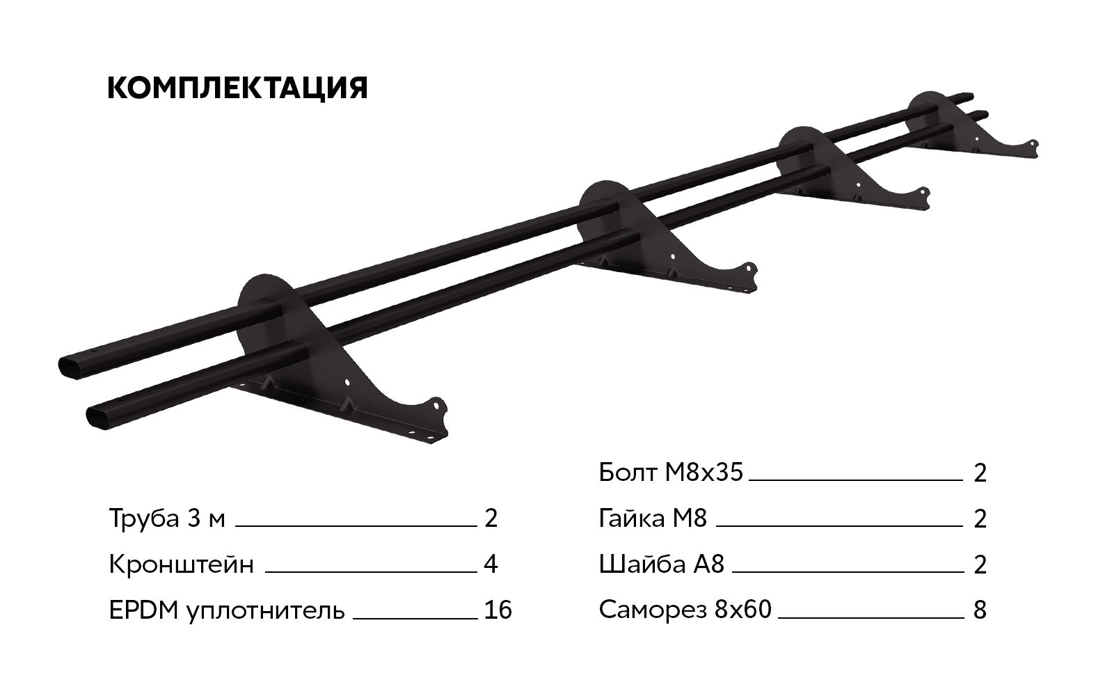 Снегозадержатель трубчатый Snow Kit RR 32 3м ПрофЛайн, купить Снегозадержатель трубчатый Snow Kit RR 32 3м в ПрофЛайн