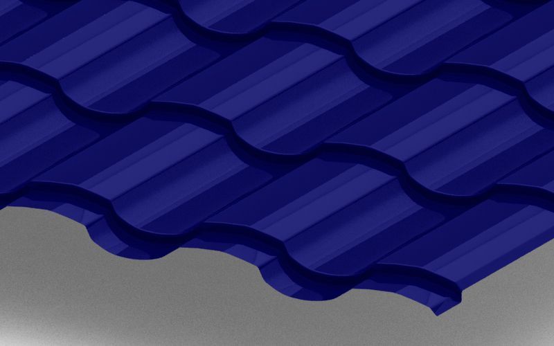 Металлочерепица Монтекристо с покрытием NormanMP®, толщина 0,50 мм, цвет RAL 5002 ПрофЛайн, купить Металлочерепица Монтекристо с покрытием NormanMP®, толщина 0,50 мм, цвет RAL 5002 в ПрофЛайн