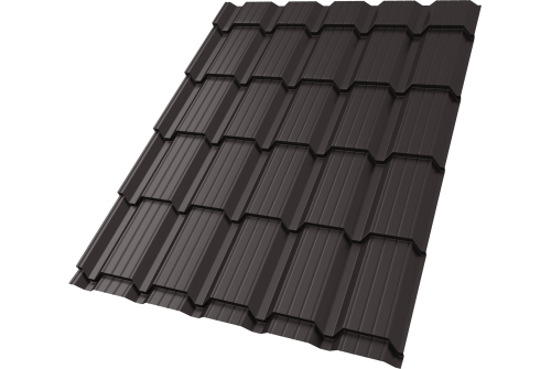 Металлочерепица "Квадро профи" ("Quadro Profi") v02 0,5 PurLite Matt RR 32 темно-коричневый ПрофЛайн, купить Металлочерепица "Квадро профи" ("Quadro Profi") v02 0,5 PurLite Matt RR 32 темно-коричневый в ПрофЛайн