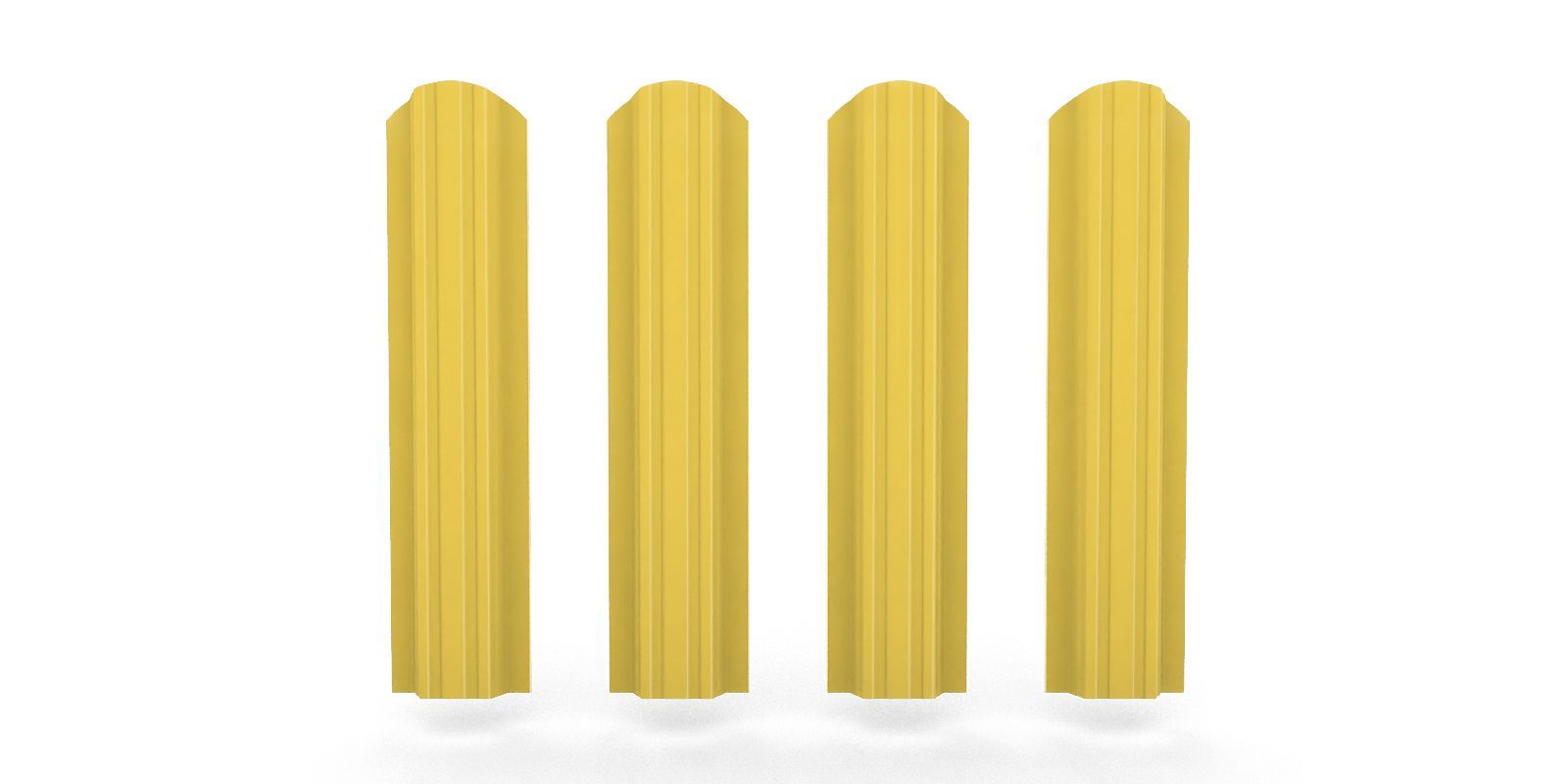 Штакетник металлический прямоугольный фигурный, цвет RAL 1018, длина 2 м, двусторонняя окраска ПрофЛайн, купить Штакетник металлический прямоугольный фигурный, цвет RAL 1018, длина 2 м, двусторонняя окраска в ПрофЛайн