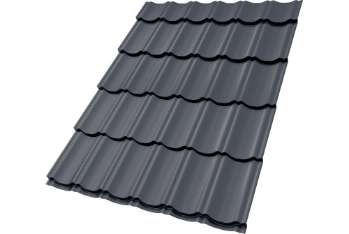 Металлочерепица "Квинта Юг" 0,5 Drap RAL 7024 мокрый асфальт ПрофЛайн, купить Металлочерепица "Квинта Юг" 0,5 Drap RAL 7024 мокрый асфальт в ПрофЛайн