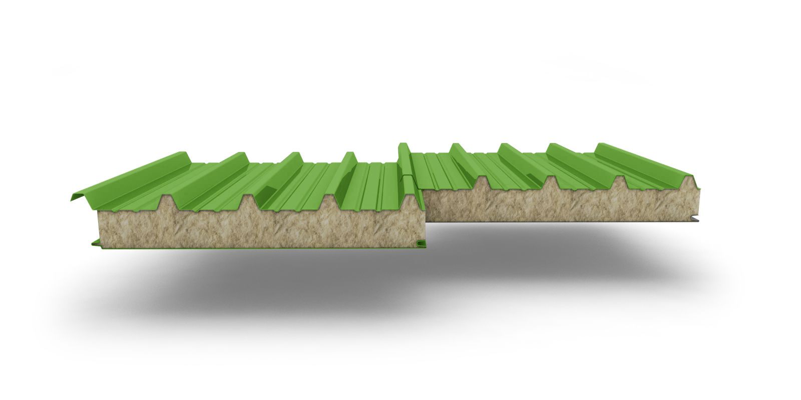 Кровельные сэндвич-панели с наполнителем из минеральной ваты толщиной 200 мм, цвет RAL 6018, ГОСТ 32603-2021 ПрофЛайн, купить Кровельные сэндвич-панели с наполнителем из минеральной ваты толщиной 200 мм, цвет RAL 6018, ГОСТ 32603-2021 в ПрофЛайн