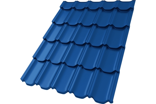 Металлочерепица "Квинта плюс3D" ("Kvinta plus3D") 0,5 Satin RAL 5005 сигнальный синий ПрофЛайн, купить Металлочерепица "Квинта плюс3D" ("Kvinta plus3D") 0,5 Satin RAL 5005 сигнальный синий в ПрофЛайн