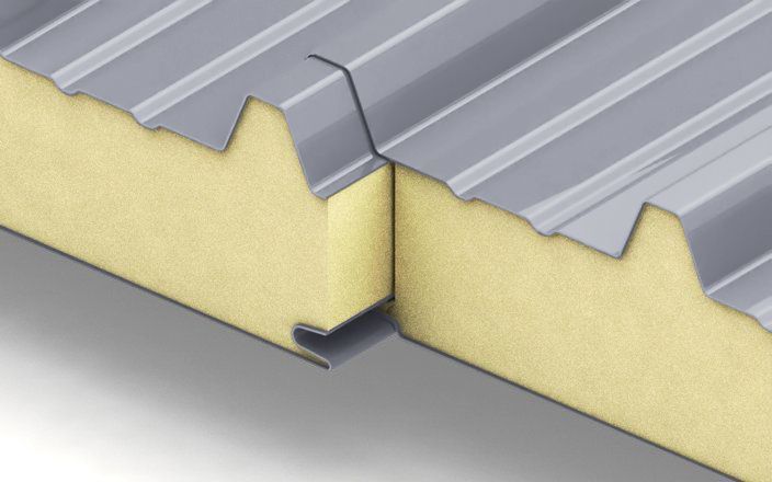 Кровельные сэндвич-панели с наполнителем из пенополиизоцианурата толщиной 220 мм, цвет RAL 9006 ПрофЛайн, купить Кровельные сэндвич-панели с наполнителем из пенополиизоцианурата толщиной 220 мм, цвет RAL 9006 в ПрофЛайн