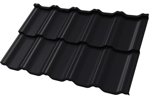 Металлочерепица "Квинта плюс3D" ("Kvinta plus3D") 0,5 Satin RAL 9005 черный ПрофЛайн, купить Металлочерепица "Квинта плюс3D" ("Kvinta plus3D") 0,5 Satin RAL 9005 черный в ПрофЛайн