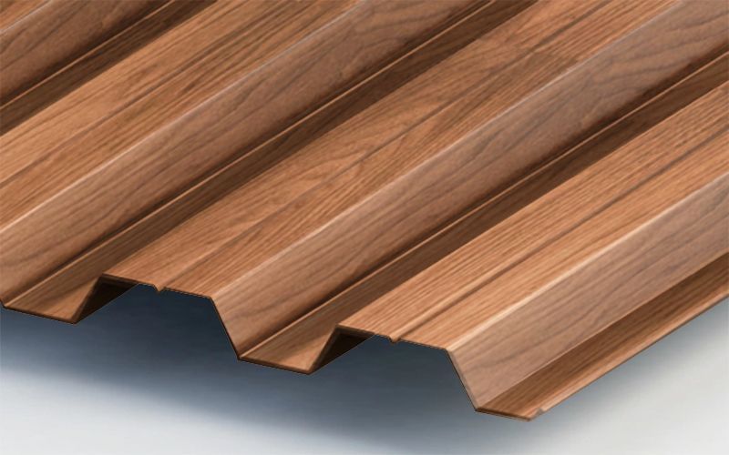 Профнастил Н60 с покрытием ECOSTEEL® 0,5 мм, золотистый дуб Профлайн Профнастил Н60 с покрытием ECOSTEEL® 0,5 мм, золотистый дуб Профлайн