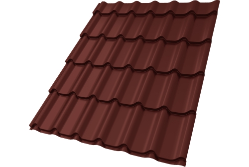 Металлочерепица Классик ("Classic") v01 0,5 Satin RAL 3009 оксидно-красный ПрофЛайн, купить Металлочерепица Классик ("Classic") v01 0,5 Satin RAL 3009 оксидно-красный в ПрофЛайн