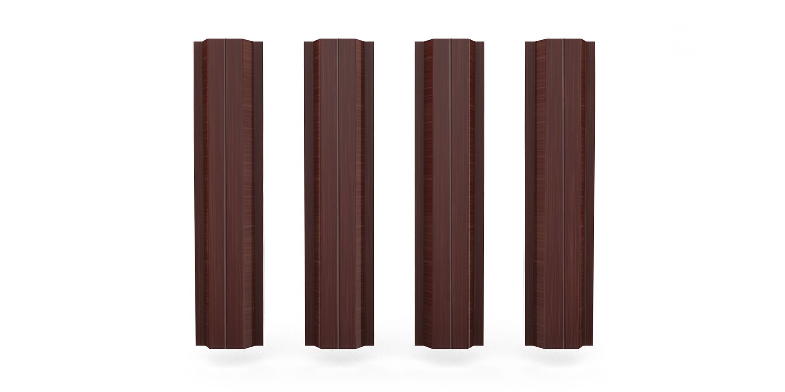 Штакетник металлический П-образный с ребром жёсткости, цвет бразильская вишня, длина 1,8 м, Двусторонняя окраска ПрофЛайн, купить Штакетник металлический П-образный с ребром жёсткости, цвет бразильская вишня, длина 1,8 м, Двусторонняя окраска в ПрофЛайн