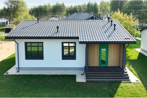 Металлочерепица "Камея" ("Kamea") v02 0,5 Satin Matt RAL 7024 мокрый асфальт ПрофЛайн, купить Металлочерепица "Камея" ("Kamea") v02 0,5 Satin Matt RAL 7024 мокрый асфальт в ПрофЛайн