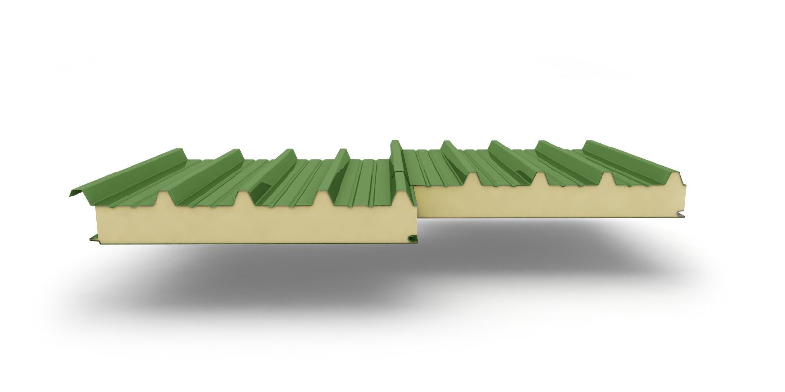 Кровельные сэндвич-панели с наполнителем из пенополиизоцианурата толщиной 200 мм, цвет RAL 6002 ПрофЛайн, купить Кровельные сэндвич-панели с наполнителем из пенополиизоцианурата толщиной 200 мм, цвет RAL 6002 в ПрофЛайн