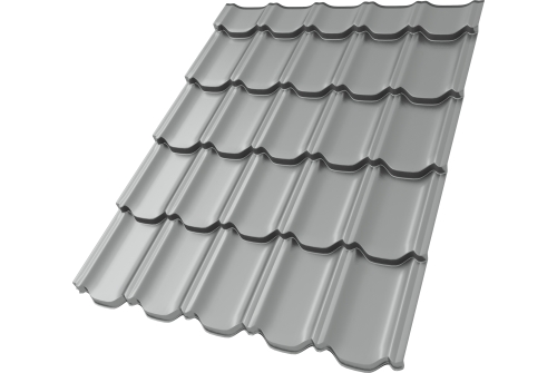 Металлочерепица "Квинта плюс3D" ("Kvinta plus3D") 0,5 Satin RAL 9006 бело-алюминиевый ПрофЛайн, купить Металлочерепица "Квинта плюс3D" ("Kvinta plus3D") 0,5 Satin RAL 9006 бело-алюминиевый в ПрофЛайн