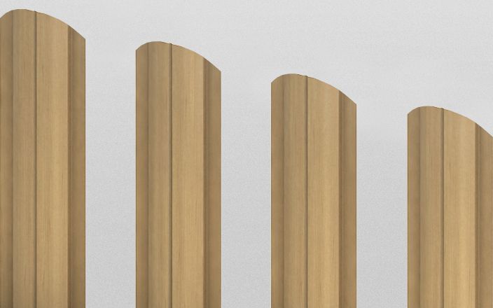 Штакетник металлический круглый фигурный, цвет клён, длина 1,8 м, двусторонняя окраска ПрофЛайн, купить Штакетник металлический круглый фигурный, цвет клён, длина 1,8 м, двусторонняя окраска в ПрофЛайн