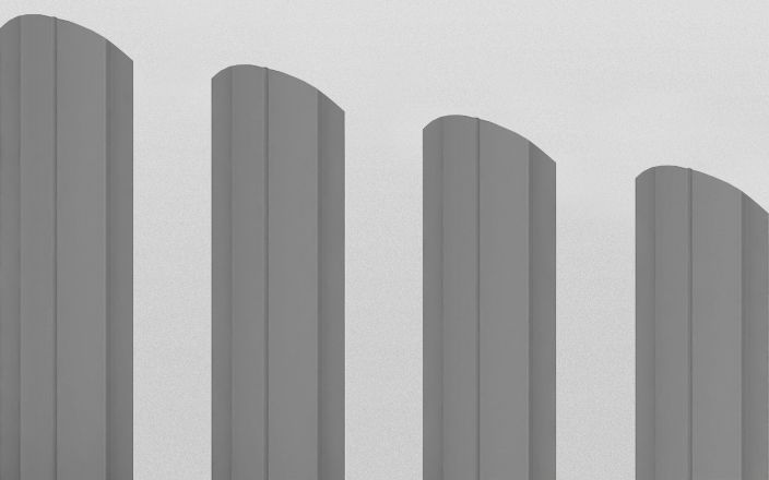 Штакетник металлический круглый фигурный, цвет RAL 7004, длина 2 м, двусторонняя окраска ПрофЛайн, купить Штакетник металлический круглый фигурный, цвет RAL 7004, длина 2 м, двусторонняя окраска в ПрофЛайн