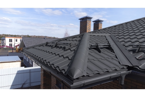 Металлочерепица "Кредо" ("Kredo") v01 0,5 Satin Matt TX RAL 7024 мокрый асфальт ПрофЛайн, купить Металлочерепица "Кредо" ("Kredo") v01 0,5 Satin Matt TX RAL 7024 мокрый асфальт в ПрофЛайн